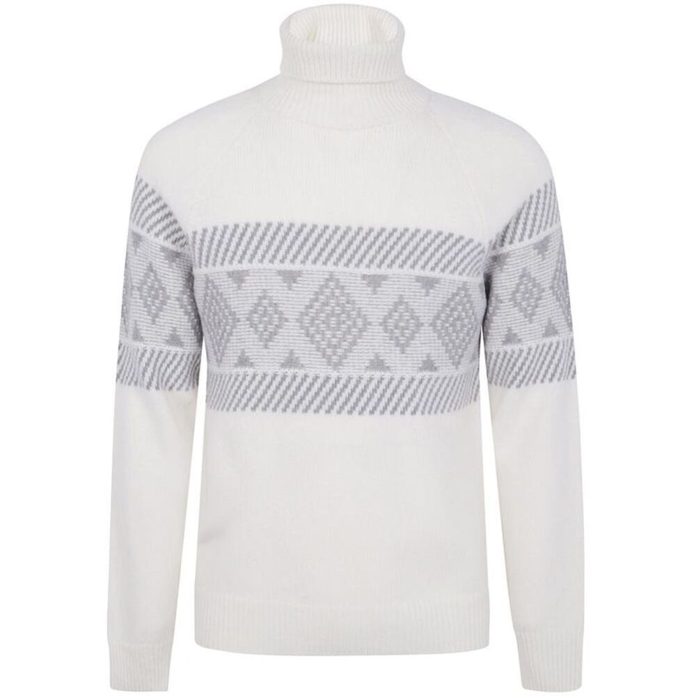 BARBA NAPOLI Men's Fair Isle Turtleneck Sweater Men WHITE Sweaters & Cardigans